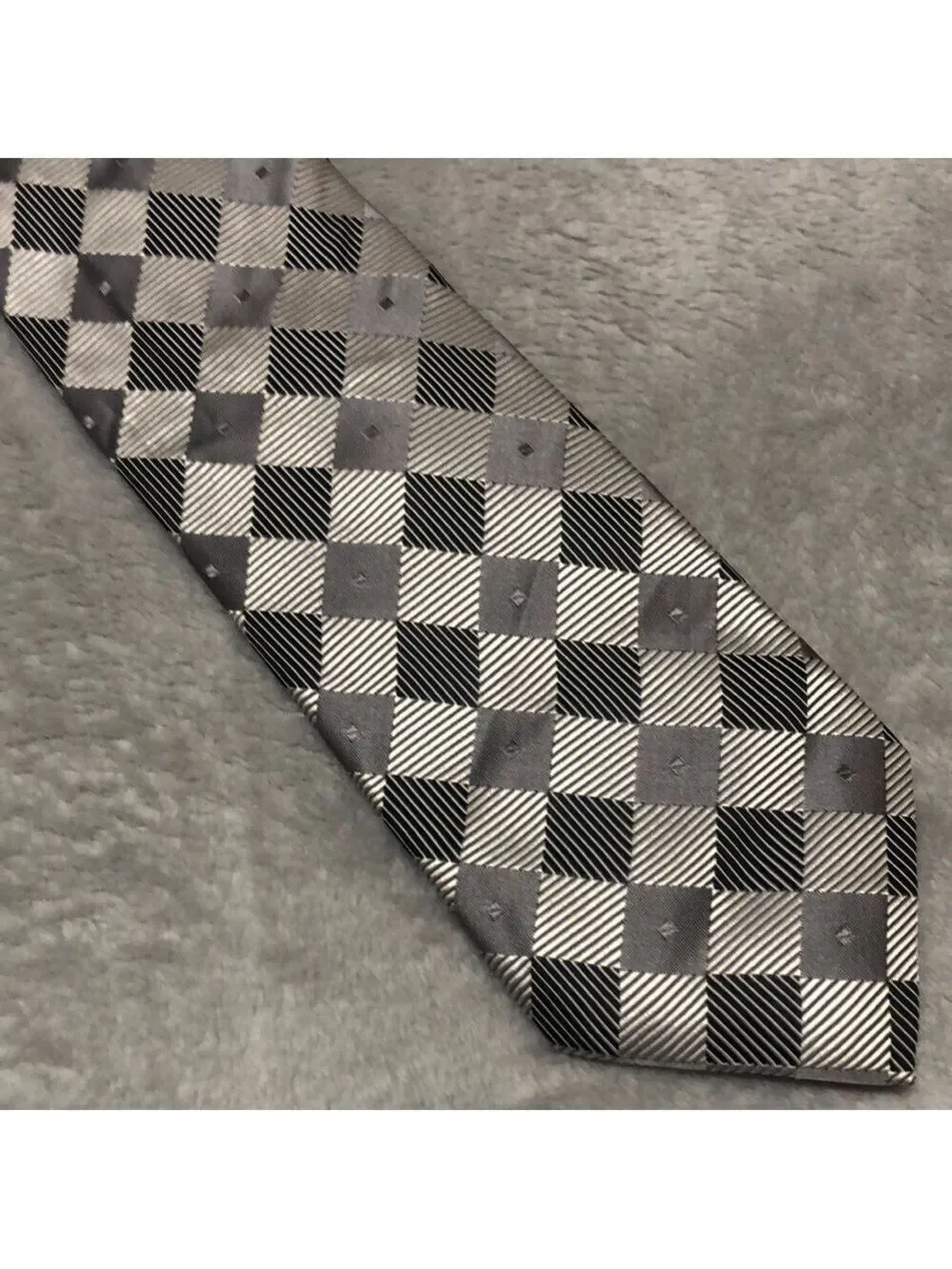Roberto Villini Black and Gray Diamond Print Tie